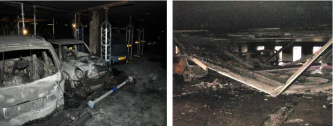 Figure 11 - The open car parking of building Harbour Edge after fire [26]. 