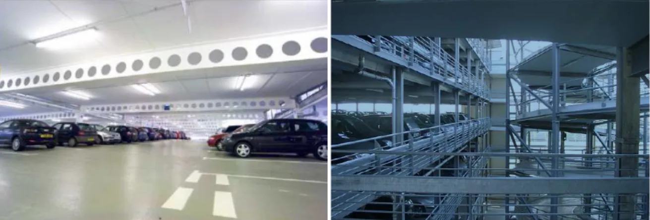 Figure 13 - Application of steel framed for different open car parks [40]. 
