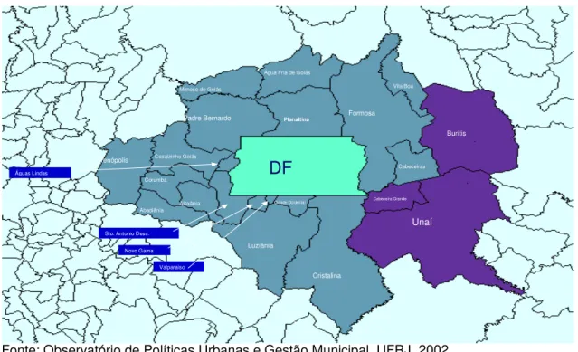 Figura  2  –   Municípios  da  Região  Integrada  de  Desenvolvimento  do  Distrito  Federal e Entorno
