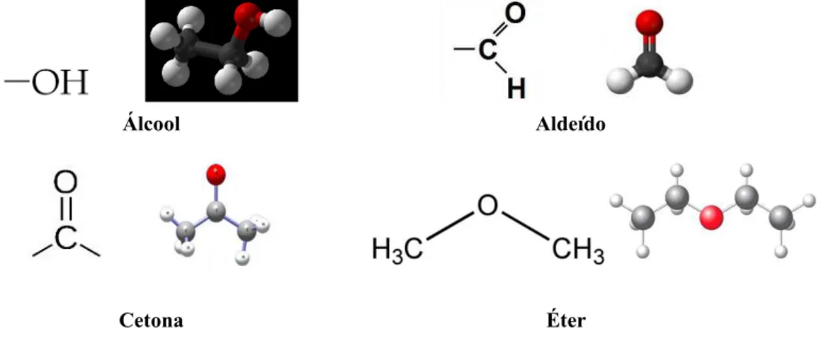 Figura 5: Representação das funções álcool, cetona, aldeído e éter. 