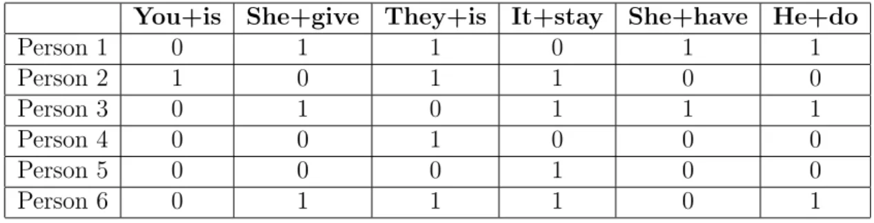 Table 2.6: Raw Scores