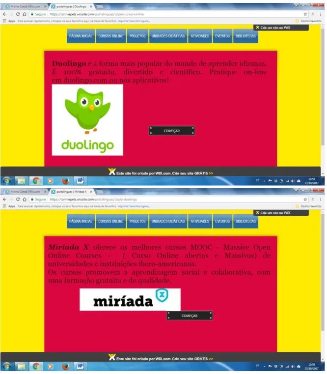 FIGURA 4: Captura de tela da Página Cursos online a partir de um computador. 