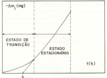 Figura 6  –  Representação teórica da variação da massa perdida (m) em função do tempo (t)  para uma amostra qualquer
