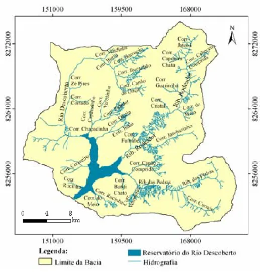 Figura 2.1 – Mapa Hidrográfico do Alto Curso da Bacia do Rio Descoberto, DF/GO. 