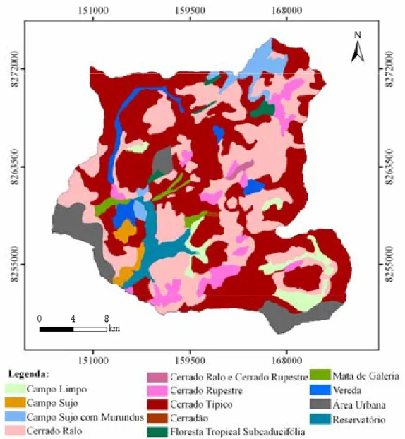 Figura 2.7 – Mapa das Classes Fitofisionômicas do Alto Curso da Bacia do Rio Descoberto,  Distrito Federal e Goiás