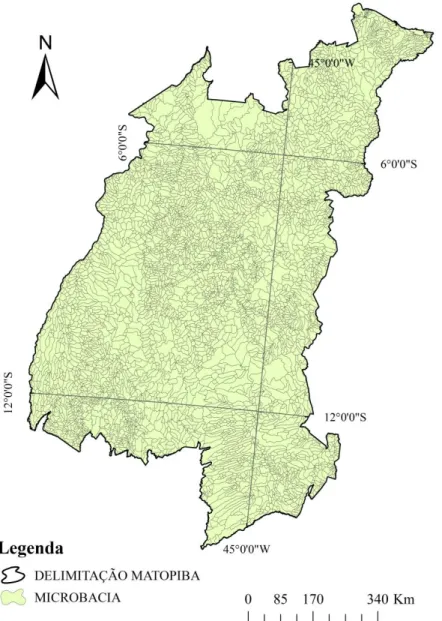 Figura  6.  Limites  das  65.535  ottobacias  (nível  6)  utilizadas  para  regionalização  da  modelagem do desmatamento na região do MATOPIBA