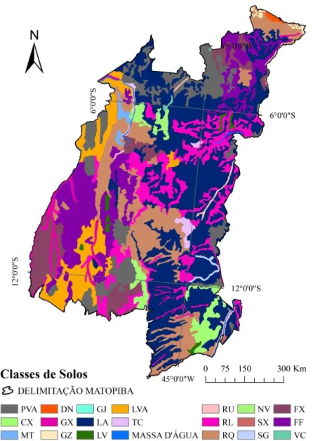 Figura 8. Distribuição espacial das classes de solos na região do MATOPIBA. 