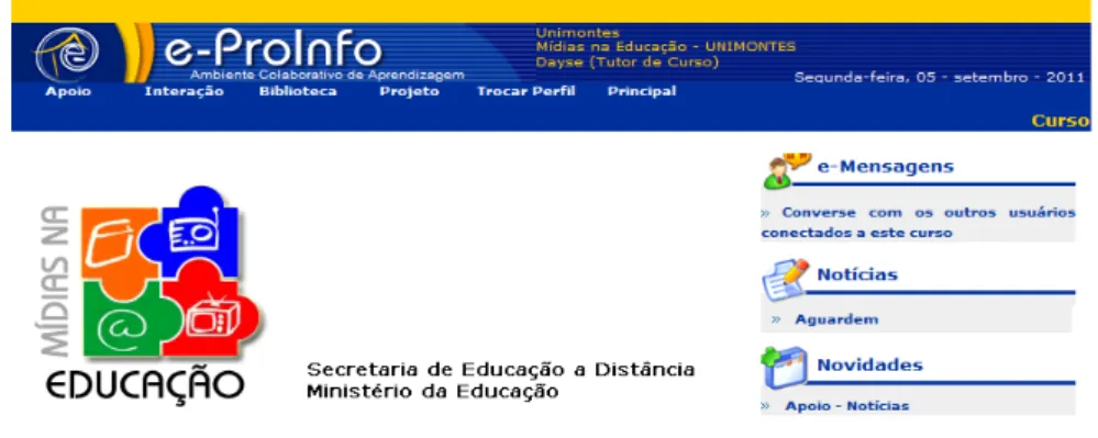 Figura 2 – Ambiente da plataforma E-proinfo 