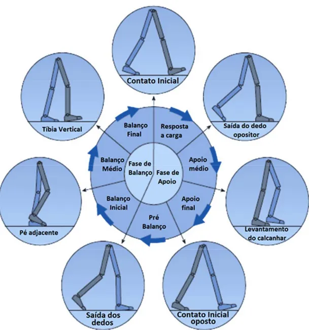 Figura 2 – Eventos do ciclo de marcha. Adaptado de [23] 
