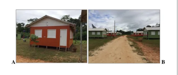 FIGURA 8 - Vista de 1 casa e parte de aldeia em madeira, em Cruzeiro do Sul, Acre  Fonte: Imagens capturadas por Gleidson Miranda, 2014 