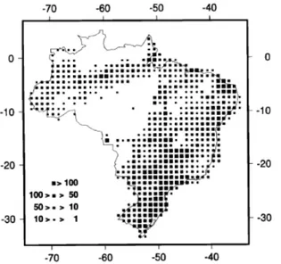 Figura 1.4: Distribuição das estações gravimétricas que recobrem a área de trabalho.  