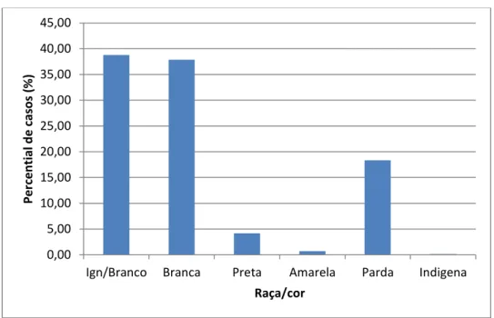 Gráfico 11 – Uberlândia/MG: percentual de casos de dengue, por raça/cor,  de  2011 a 2015 