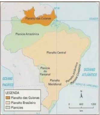 Figura 2.1 -Mapa geomorfológico do Brasil usando o critério de classificação do relevo proposto por Azevedo
