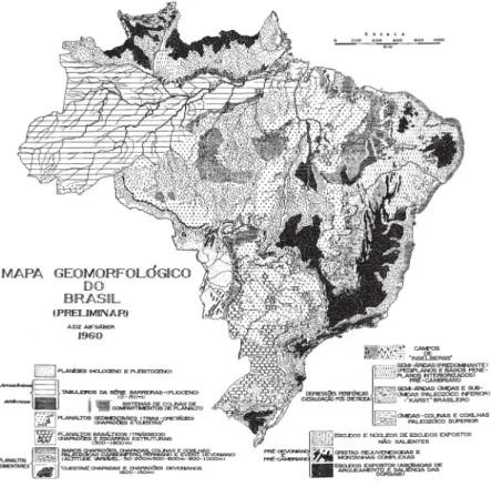 Figura 2.2 - Mapa geomorfológico do Brasil usando o critério de classificação do relevo proposto por Ab’Sáber