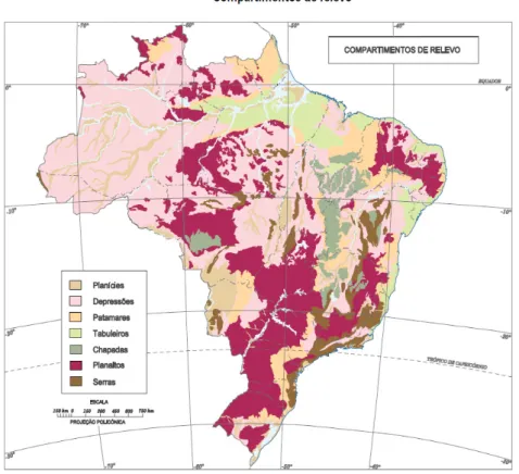 Figura 2.4 - Mapa de Unidades de Relevo do Brasil. Fonte: IBGE, 2009. 