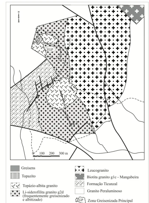 Figura 1.2. Geologia do maciço Mangabeira (modificado de Moura, 1993). 