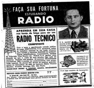 Figura 4 - Anúncio do Curso de Rádio-Técnico do Instituto Monitor  