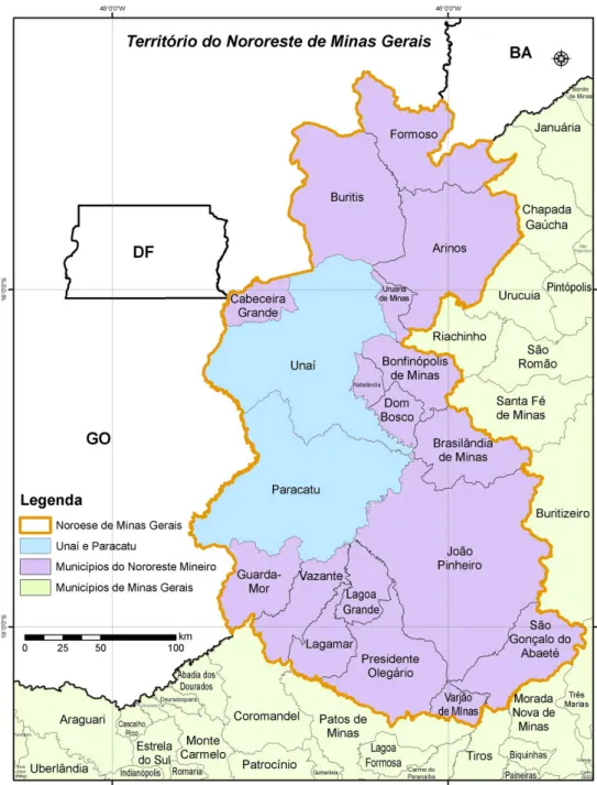 Figura 1 – Mapa do Território do Noroeste de Minas Gerais 