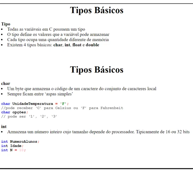 Figura 5 – Exemplo de aula com código e comentários