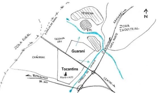 Figura 14.Croqui que localização das condicionantes territoriais.Fonte: Elaborada pela autora