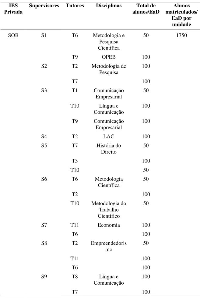 Tabela 1  –  Quadro de tutores e supervisores da IES privada (continuação). 