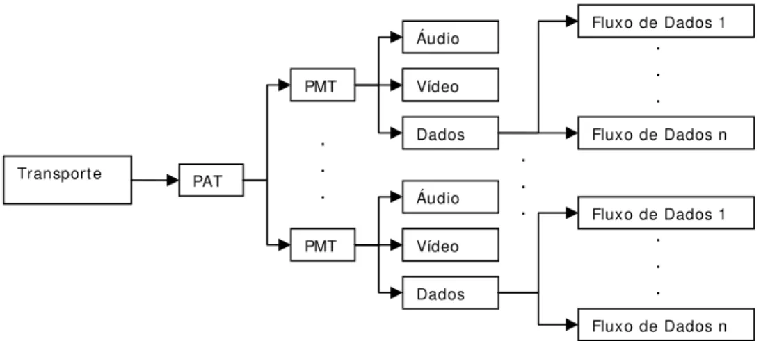 Figura 5.5 - Esquema da estrutura lógica de um fluxo de transporte MPEG-2 