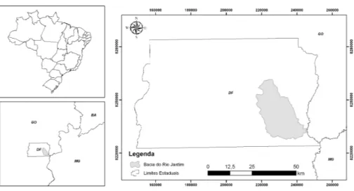 Figura 1. Localização da bacia hidrográfica do rio Jardim no Distrito Federal.