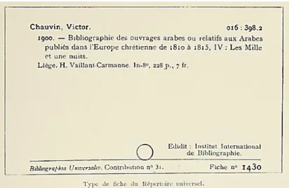 Figura 5: Exemplo de ficha adotado no Repertório Bibliográfico  Universal. 