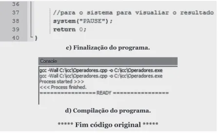 Figura 3.2 – Código do programa em C: Operadores.cpp Fonte: Elaboração própria