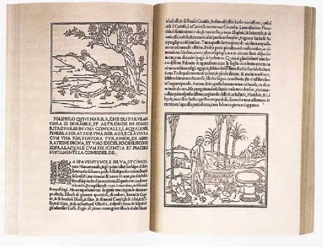 Figura 3. Aldo Manuzio, página de Hypnerotomachia Poliphili, c. 1499.