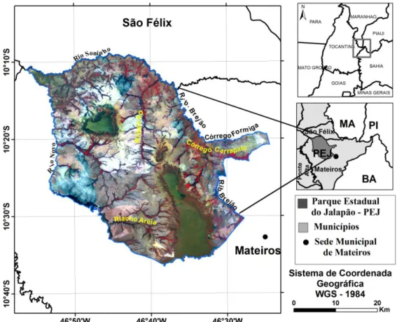 Figura 5.1 - Mapa de localização do Parque Estadual do Jalapão, município de Mateiros,  Tocantins