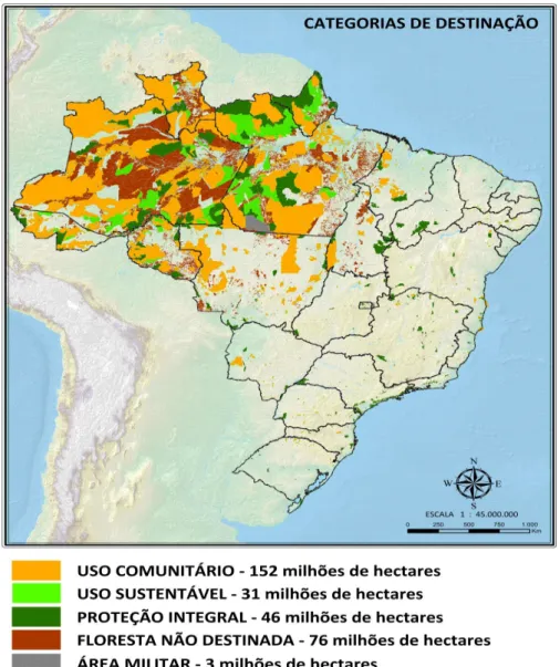 Figura 1 Áreas das categorias de destinação das florestas públicas do Brasil. 