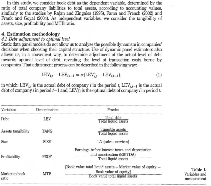 Table I presents the dependent and independent vru;ables used in  this study, and their  corresponding measures