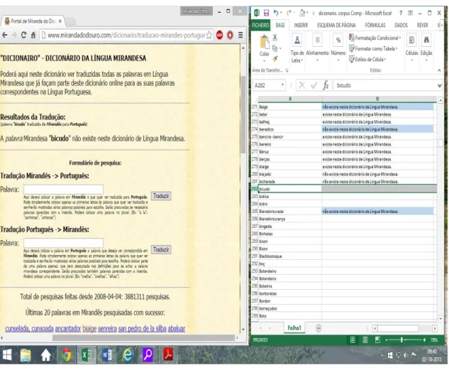 Figura 2. Aplicação do Filtro de exclusão Dicionário da língua Mirandesa em  captura de ecrã 