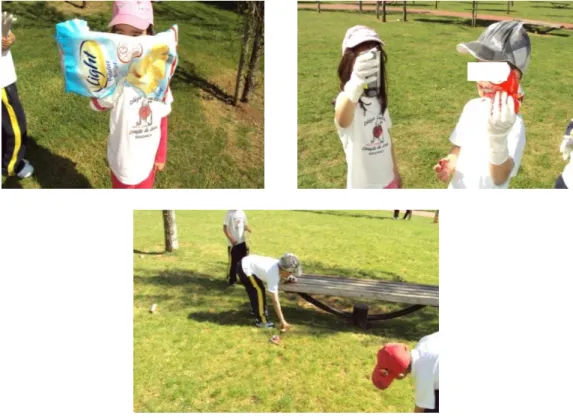 Figura 6 - Crianças a tentar limpar o parque municipal 