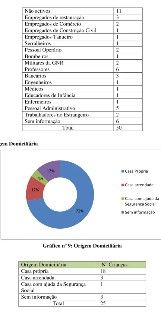 Gráfico nº 9: Origem Domiciliária 