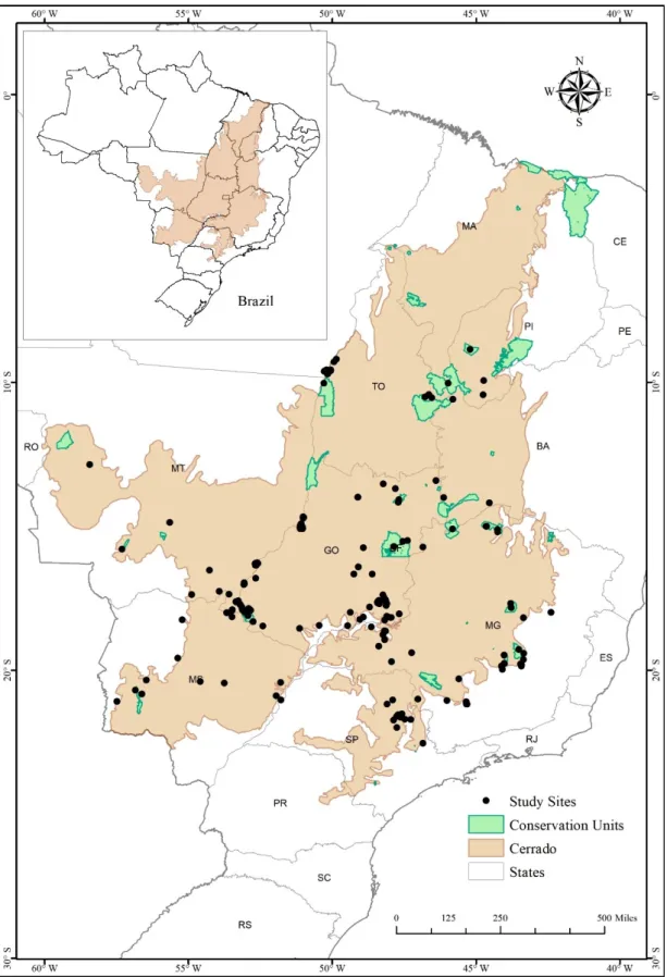 Figure 4. Distribution of the studies are as among Cerrado’s conservation u nits.  