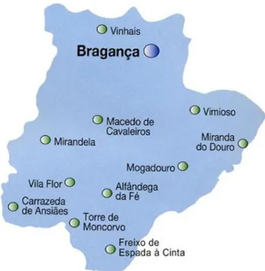 Figura 3 Mapa do distrito de Bragança 