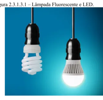 Figura 2.3.1.3.1  –  Lâmpada Fluorescente e LED. 
