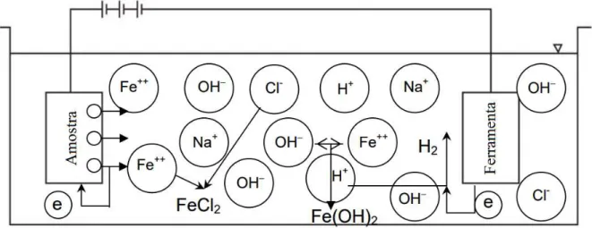 Figura 2-20 Reações esquemáticas de reações eletroquímicas. Adaptado de (NPTEL, 2008)