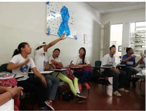 FIGURA 4 – Sala de aula com estudantes surdos, durante aula de Geografia 