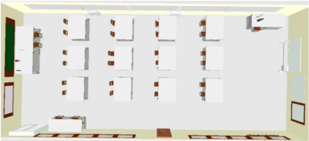 Figura 10. Perspetiva aérea em 3D da planta da sala de aula alterada 