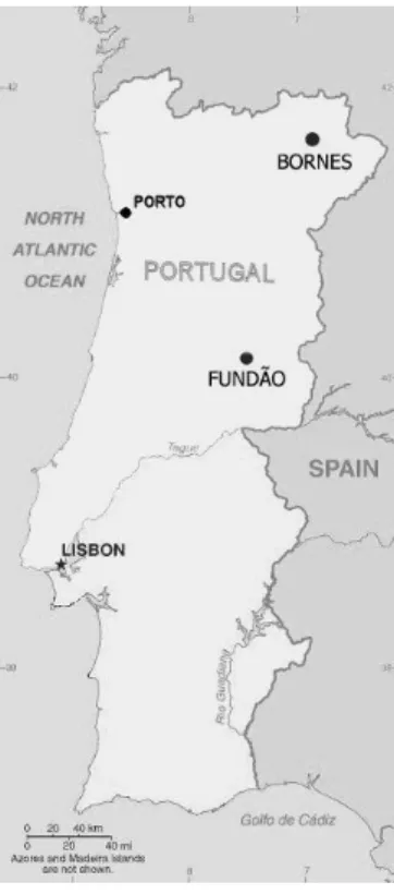 Figure 1. Localization of the different region of sample origin (Bornes and Fundão). 