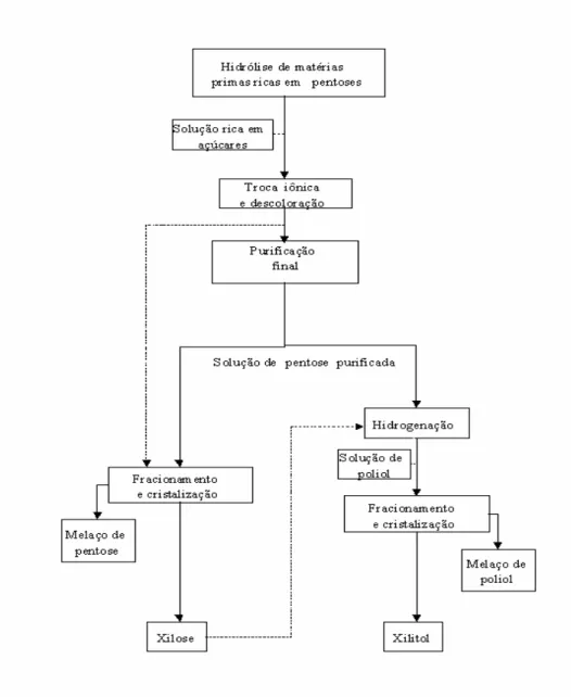 Figura 2. Produção de xilitol por via química. Adaptado de Silva et al. (1994). 
