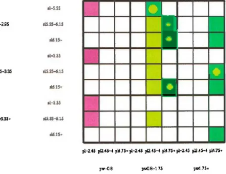 Figura 2.14 - Visualização da Dimensional Stacking aplicada ao  conjunto de dados "Íris Flower" [Hof 1999] 