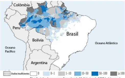 Figura 2- Distribuição dos casos de malária no Brasil.  