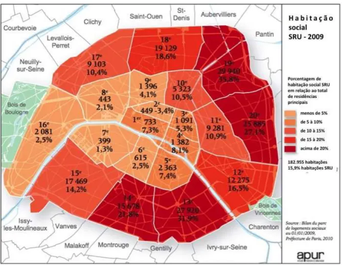 FIGURA 12. Porcentagem de habitação social em relação às habitações principais  FONTE: APUR (2014) modificado pela autora 