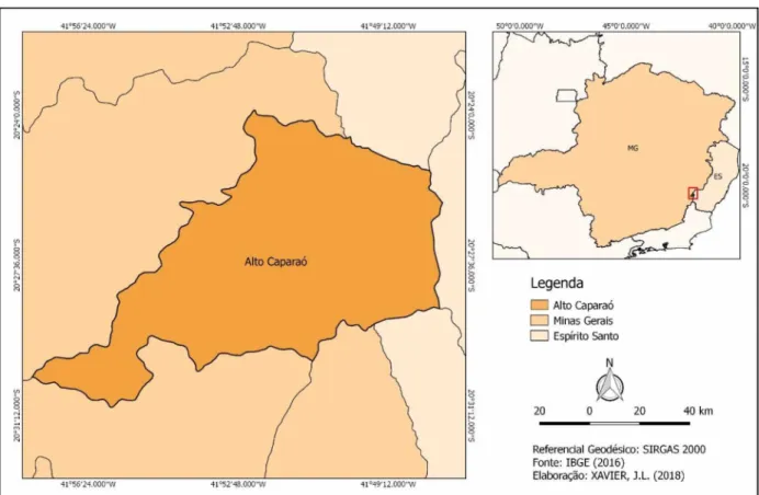 Figura 4 -  Localização do Município  do Alto  Caparaó - MG,  2018