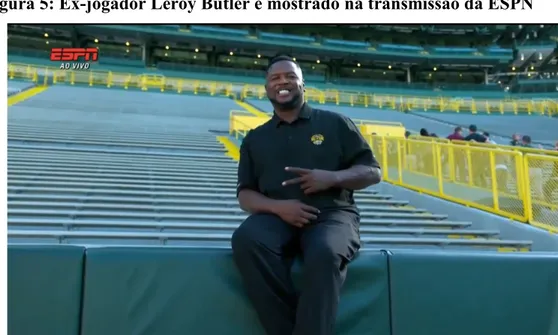 Figura 5: Ex-jogador Leroy Butler é mostrado na transmissão da ESPN 