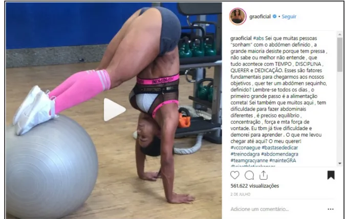 Figura 2. Postagem do perfil de Instagram da Gracyanne Barbosa, 02/07/2018 